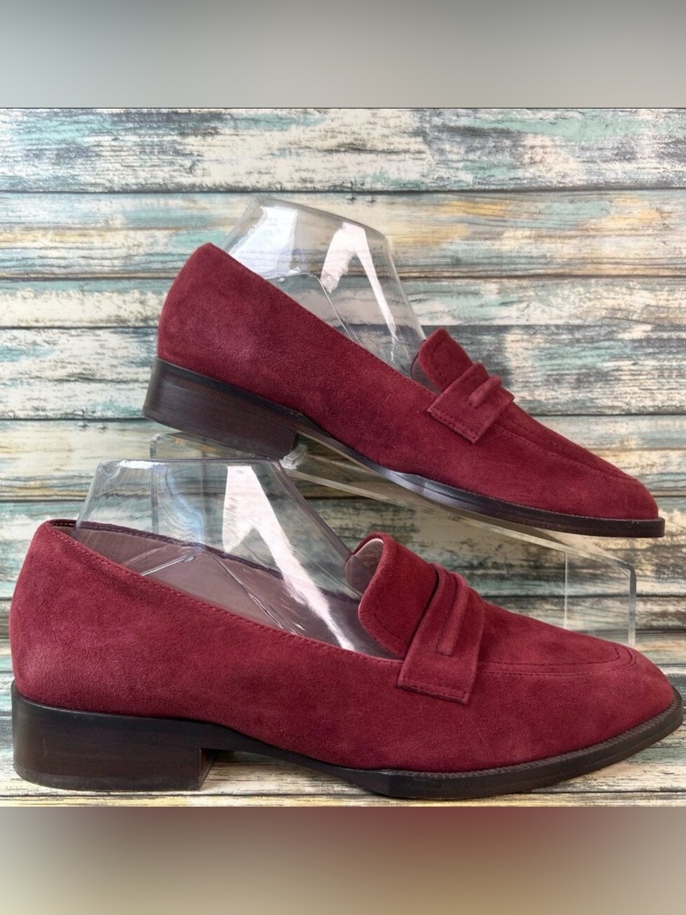 27 Edit By Naturalizer Loafer Size 9M Burgundy Suede Dress Flats Slip On Shoes